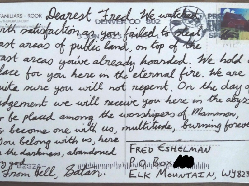 ‘Devil’s’ postcard prompts request to pause corner-crossing